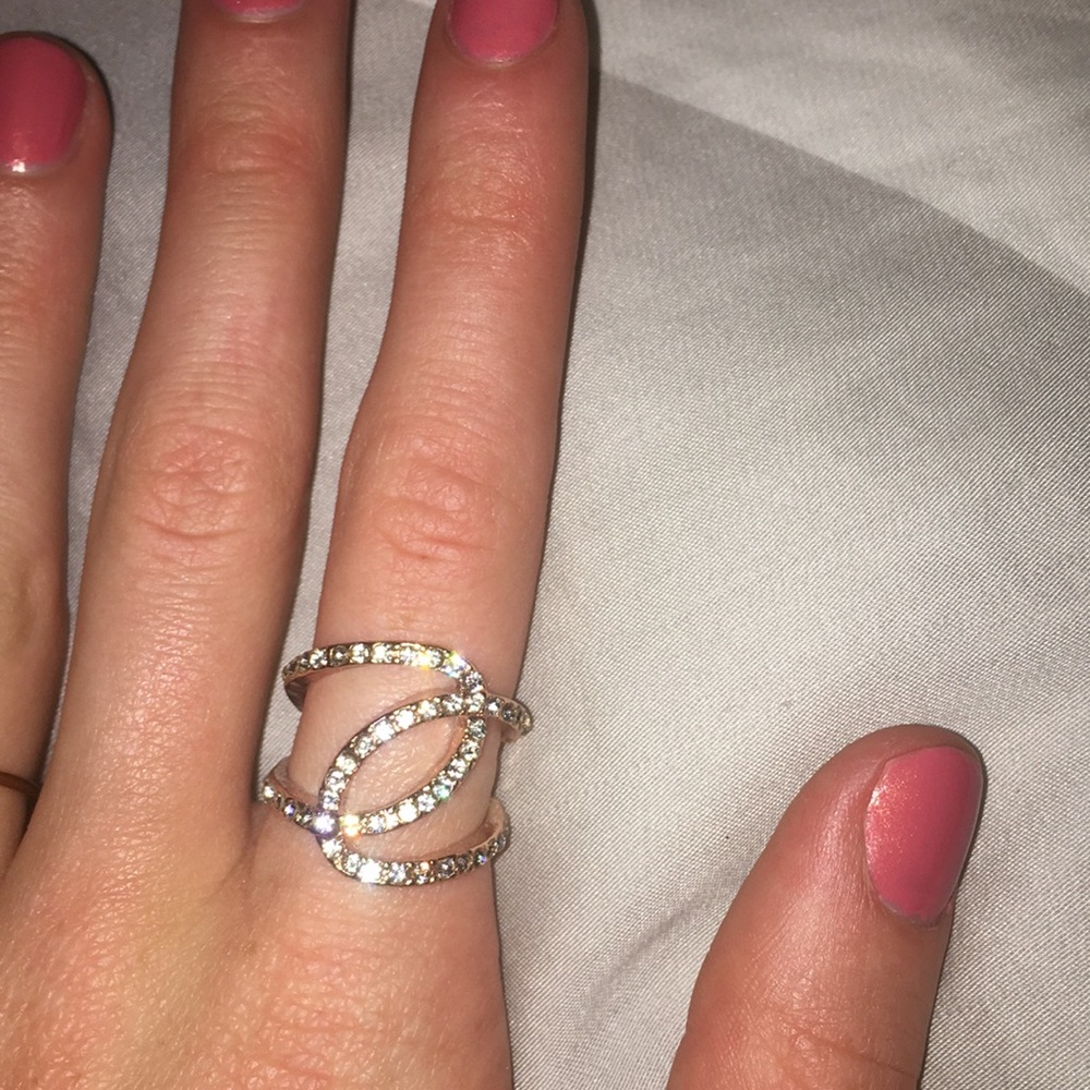 Wrap around gold and faux diamond ring